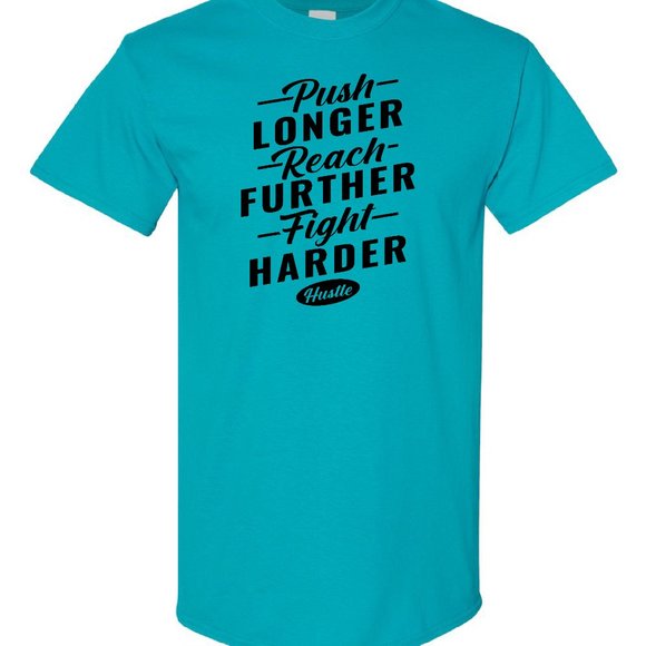 Mens Short Sleeve T-shirt -  Reach Further -  Turquoise Blue - Picture 2 of 2